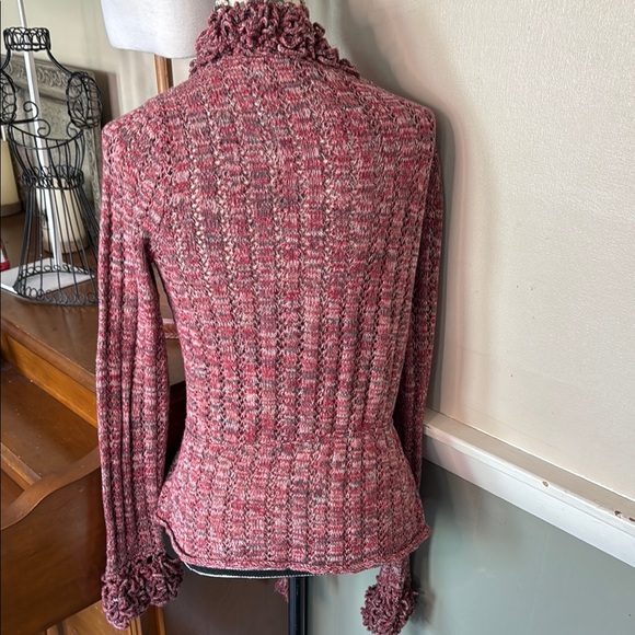 Women's Pink Sweater with Ruffled Trim - Picture 5 of 7